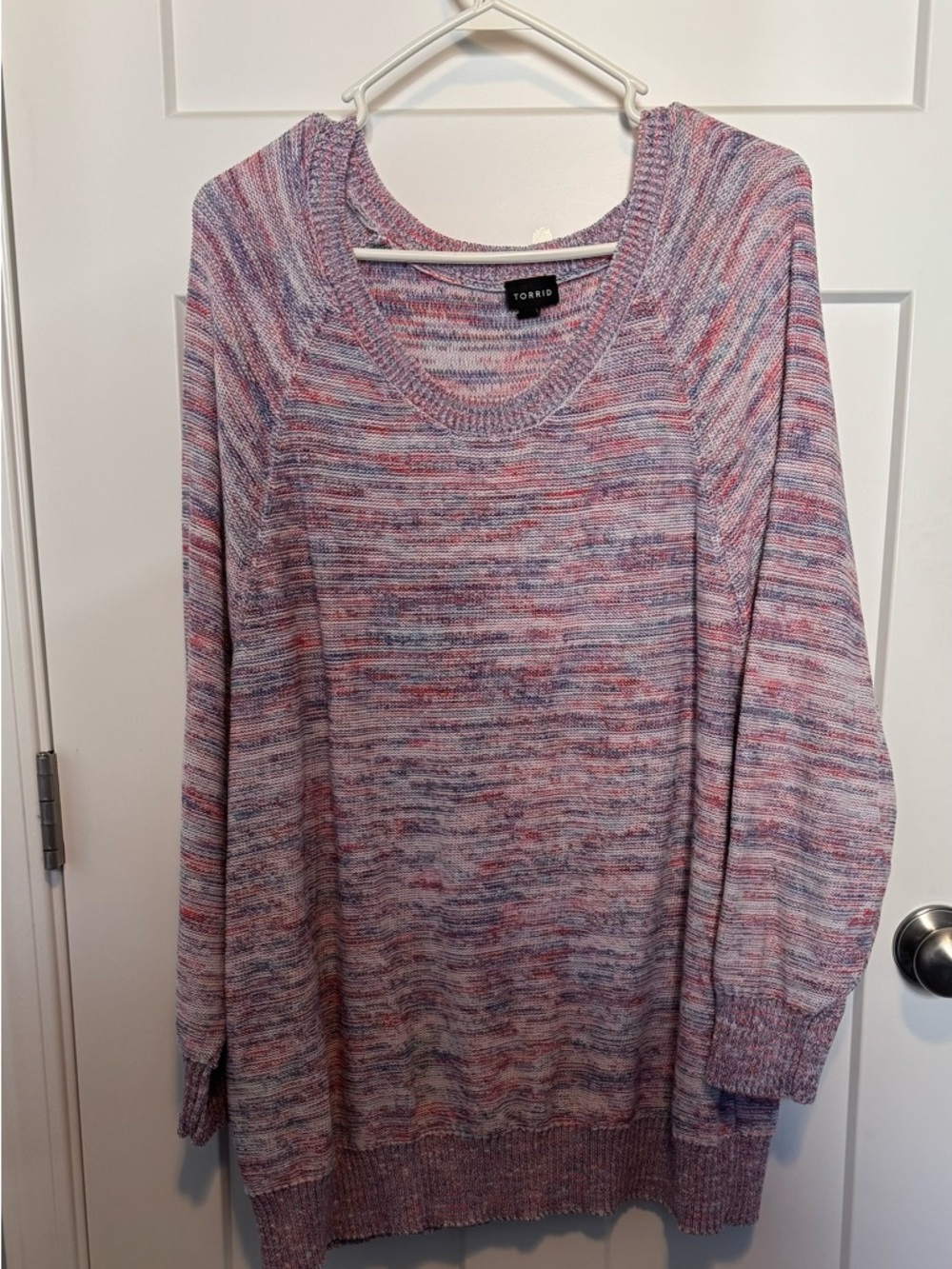 Torrid Pink and Blue Marled Scoop Neck Sweater